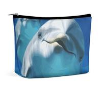 LYHVSFJW Kosmetiktasche, Make-up-Tasche für Damen, tragbare Make-up-Tasche, Samurai-Make-up-Tasche, Reise-Kulturbeutel für Reisezubehör, Delfin mit einem Lächeln, Einheitsgröße