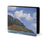 LYHVSFJW Ledergeldbörse für Herren, amerikanische Flagge, Feueradler, stilvolle kleine Münzbörse für Damen, schlanke und dünne Bifold Wallet mit Fach Kartenhalter, Kauai Hawaii Seashore, Einheitsgröße