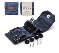 Lykke - 8,9 cm Indigo austauschbare Nadeln Starter-Set, azurblauer Stoffbeutel