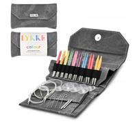 Lykke Austauschbare Stricknadeln, Farbe Holz 8,9 cm, Stricknadel-Set (grauer Denim-Effekt)