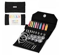 Lykke Austauschbare Stricknadeln, Holz, 8,9 cm, Stricknadel-Set, schwarzes veganes Wildleder