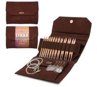 LYKKE Austauschbares Rundstricknadel-Set, 12,7 cm Spitzen, Cypra Copper Brown, veganes Wildleder - braunes veganes Wildleder
