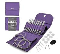 Lykke Crafts Stricknadel-Set, 12,7 cm, Edelstahl, austauschbar, 9 Paar (US 3-10,5) mit 61 cm/81,3 cm/101,6 cm/119,4 cm Drehschnüre, Verbinder, Schlüssel und Stopper, violettes Etui