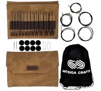 Lykke Knitting Needles Umber Umber 13 cm lang Umber Denim Kunstleder Bundle mit Artsiga Crafts Projekttasche