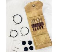 Lykke Mini-Rundstricknadel-Set, austauschbar, 8,9 cm, Birkenholz, Nadelspitzen mit Strickzubehör, glatt und leicht, für Anfänger, kleine Projekte (Umbra (3,25-4,5 mm))