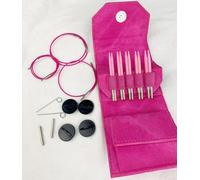 Lykke Mini-Rundstricknadel-Set, austauschbar, 8,9 cm, Birkenholz, Nadelspitzen mit Strickzubehör, glatt und leicht, für Anfänger, kleine Projekte (Blush (3,25-4,5 mm), 5 Paar