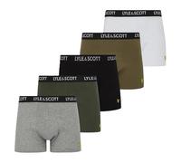 Lyle & Scott Boxershorts Herren aus Baumwolle 5er Set - Herren Unterhose mit Komfortbund - Weiche Boxershort 5er Pack für jeden Tag - Männer Unterwäsche mit Schriftzug und Logo - Mehrfarbig - S