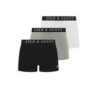 Lyle & Scott Herren Neville 3er-Pack Boxershorts aus Baumwolle - bequemer Stretch-Stoff mit Markenbund, Grau meliert/Hellweiß/Schwarz, S