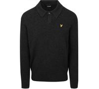 Lyle & Scott Langarm - Longsleeve Poloshirt Lammwolle Schwarz - Größe L Schwarz L