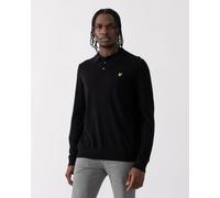 Lyle & Scott Langrmliges Strick-Poloshirt aus Merinowolle in Schwarz XS