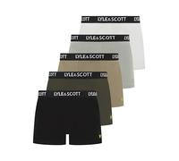 Lyle & Scott Miller Herren Boxershorts aus Baumwolle, 5er-Pack, bequemer Stretch-Stoff mit Markenbund, Hellweiß/Mirage-Grau/Silber-Salbei/Käfer/Schwarz, L
