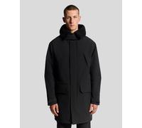 Lyle & Scott Schwerer Parka mit Kragen aus Kunstlammfell - Schwarz L