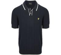 Lyle & Scott Strick-Poloshirt mit Kontrastkante Dunkelblau - Größe L Blau L