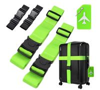 Lymshine Koffergurt mit Zusatzverriegelung und Kreuz Funktion, Kofferband Gurt Auffällig, Kofferbänder 2m Verstellbare mit 2 Stück Gepäckgurte Hinzu, Luggage Strap für Koffer