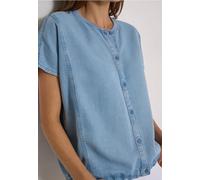 Kurzarmbluse CECIL, Damen, Gr. M (40), light blau used wash, Stoff, 100% Lyocell, unifarben, klassisch normal, Rundhals, normaler Saum, Blusen, in Denim-Optik (23241433-M) light blau used wash