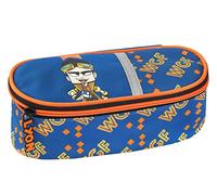 LYON GAMER - Ovales Federmäppchen für Mädchen und Jungen, mit Reißverschluss und Reißverschluss - Schulmäppchen mit Innenfach für Schreibwaren und Stifthalter, 22 x 9,5 x 7 cm, blau, Taglia Unica,