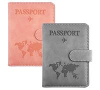 Lytonix 2 Stück Reisepasshülle, Reisepasshülle aus PU-Leder, RFID-Blockierend Reisepasshüllen, Reisebrieftasche für Reisepass, Reisepass Hülle für Ticketkarte, Bordkarten, Kreditkarte, Visitenkarten