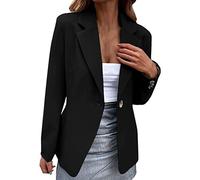 LZPCarra Blazer Damen Langarm - Kurzblazer Damen Elegant, Langarm 1 Knöpfe Jacket Kurz Revers Kragen Sakko Herbst Frühling Mantel Open Front Cardigan Modern Sakko Geschnittene Tops Blazer Jacket