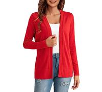 LZPCarra Cardigan Damen Elegant Strickjacken Für Damen Kurz Rot Sweater Strick Feinstrickjacke Langarm Strickmantel Mit V-Ausschnitt Feinstrick Casual Damenjacken Bequeme Feinstrick Übergangsjacke