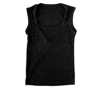 LZPCarra Crop Tops Damen Elegant Sporttop Damen Locker Kurz Blusentops Ärmellos Tanktop Quadratischem Ausschnitt Unterhemd Einfarbig Sommertop Stretch Unterziehshirt Bequeme Basictop Casual Tunika