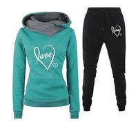 LZPCarra Freizeitanzug Damen Große Größen Winter | Trainingsanzug Damen Warm | Sportanzug Langarm Jogginganzug Baggy Loungewear Mit Hoodie Tracksuit Elegant Homewear Casual Mit Taschen Zweiteiler
