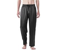 LZPCarra Herren Pyjamahose Lang Satin Hose Sommer Freizeit Schlafanzughose Satin Pyjama Hose Einfarbig Pyjamahose Seide Weiche Nachtwäsche Lounge Freizeithose Kordelzug Elastische Taille Yogahose
