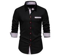 LZPCarra Herrenhemd Mit Druckknöpfen Langarm - Freizeithemden Für Herren Modern Fit, Business Hemden Regular Fit Freizeithemd Männer Langarmshirt Mordern Tops Hochzeit Hemd Mit Tasche Herrenhemd