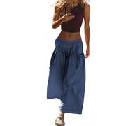 LZPCarra Jogginghose Damen Baumwolle Weites Bein, Sporthose Damen 3/4 Locker Freizeithose Sommer Leicht Sommerhose Mit Kordelzug Strandhose Mit Taschen Haremshose Einfarbig Relaxhose Casual Cargohose