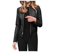 LZPCarra Kurzblazer Damen Elegant - Kurzmantel Damen Übergang Elegant, Frühling Leder Jacke Stehkragen Übergangsjacke Langarm Jacke Kostüme Lederjacke Kurz Blazer Mit Reißverschluss Sakko Sweatblazer