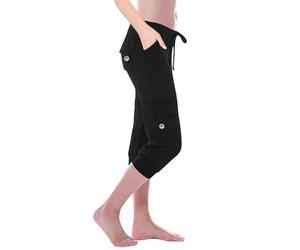 LZPCarra Leggings Mit Taschen Damen Sommer, Sportleggins Damen 3/4 Blickdicht Caprihose Sommer Stretch Knielang Jogginghose Mit Kordelzug Yogahose High Waist Relaxhose Casual Sweatpants Freizeithose