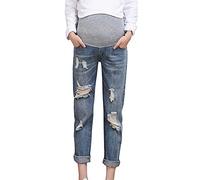 LZPCarra Schwangerschaftshose Jeans: Umstandshose-Jeans Stretch-Schwangerschaftshosen Für Frauen Jeanshose-Distressed-Umstandsjeans Mit Bauchband Umstandsleggings Sommer Umstands-Jeans Umstandsmode
