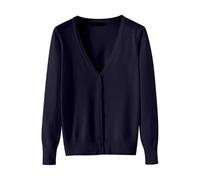 LZPCarra Strick Cardigan Damen Lang Mit Knöpfe Strickjacke Damen Kurz Rosa Mantel Elegant Strickjacken V Ausschnitt Pullover Langarm Strickmantel Einfarbig Feinstrick Casual Sweater Strickcardigan