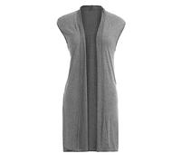LZPCarra Weste Damen Elegant Strickweste Damen Lang Strickmantel Lang Ärmellos Mantel Einfarbig Strickcardigan Casual Übergangsjacke Locker Longweste Bequeme Damenweste Damenjacken Weich Feinstrick