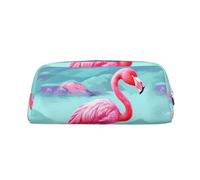 LZQPOEAS Federmäppchen, Leder, Motiv: pinke Flamingos, Reise-Make-up-Tasche, Reißverschluss, Organizer-Tasche für Damen und Herren, silber, One Size, Sportlich