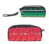 LZQPOEAS Federmäppchen mit Farbverlauf, Wassermelone, Kosmetiktasche, Make-up-Tasche, PU-Leder, kleine weiche Make-up-Tasche mit Reißverschluss, wasserdichter Make-up-Pinselhalter für Damen, Herren