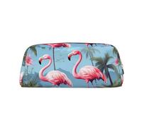 LZQPOEAS Federmäppchen mit tropischen Flamingos, Leder, für Reisen, Make-up-Tasche, Reißverschluss, Organizer-Tasche für Damen und Herren, gold, One Size, Druck