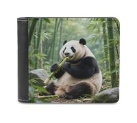 LZQPOEAS Giant Panda Wallet Extra Capacity Slim Bifold Wallet with Multiple Card Slots Men's Leather Wallets Travel Billfold