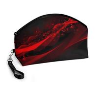 LZQPOEAS Make-up-Tasche mit schwarzem und rotem Hintergrund, große Kapazität, Reise-Kosmetiktasche für Damen, wasserdichtes PU-Leder, flach offen, tragbar, Kulturbeutel für Hautpflege, Reiseutensilien