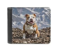 LZQPOEAS Pitbull Dogs Bifold Wallet für Damen und Herren, schlanke Geldbörse, kleine Geldscheinfach, minimalistische Vordertasche, dünnes PU-Leder, Kartenhalter