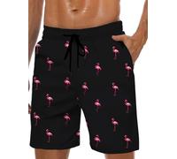 Lzzidou Herren-Badehose, 20,3 cm Schrittlänge, Netzfutter, Board-Shorts, schnelltrocknender Badeanzug, Rosa Flamingo, L