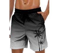Lzzidou Herren-Badehose, 22,9 cm Schrittlänge, hawaiianische Badeanzüge, Netzfutter, Strandshorts mit Taschen, Schwarz Grau Rampe, S