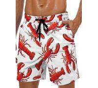 Lzzidou Herren-Badehose, 22,9 cm Schrittlänge, hawaiianischer Badeanzug, Netzfutter, Strandshorts mit Taschen