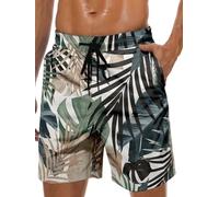 Lzzidou Herren-Badehose Hawaiianische Bademode mit Netzfutter, Strandshorts mit Taschen