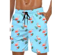 Lzzidou Herren-Badehose, Netzfutter, schnell trocknend, Boardshorts, Größe XXL, Flamingo-Blau
