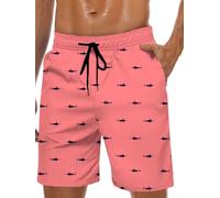 Lzzidou Herren-Badehose, Netzfutter, schnell trocknend, Boardshorts, Hai, Größe L