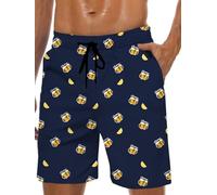 Lzzidou Herren-Badehose, Netzfutter, schnell trocknende Boardshorts, Bier-Zitrone, S