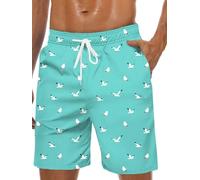 Lzzidou Herren-Badehose, Netzfutter, schnell trocknende Boardshorts, Vögel, Small