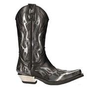 M-7921-S3 Schwarze Flamme Boots Leder Biker Cowboy Stiefel