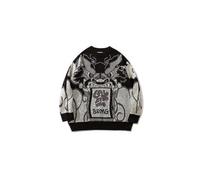 (M,black)Year Of The Dragon Red Sweater For Men And Women, Autumn And Winter Long-sleeved New Year Couple Sweater, Loose Round Neck Top