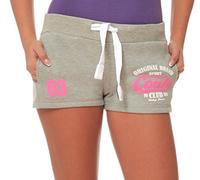 M.Conte Damen Jersey-Shorts Basic Skinni Fit Sport-Shorts/Training Retro-Shorts Kurze Damen-Hose Pants Jogginghose Sporthose Marine Blau Neon Pink Grau Weiss Rot S M L XL Farbe Grau L